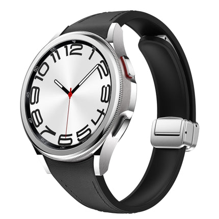 Slim Magnetic Silver Buckle Leather Silicone Watch Band