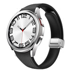 Slim Magnetic Silver Buckle Leather Silicone Watch Band