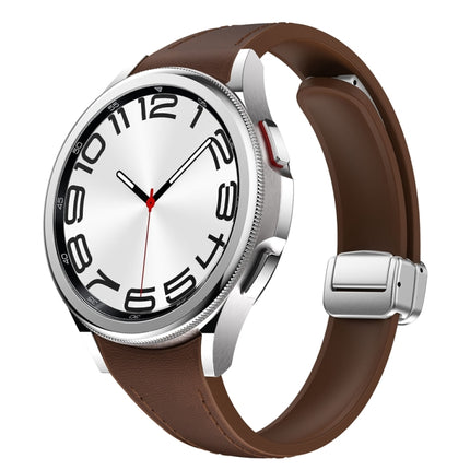 Slim Magnetic Silver Buckle Leather Silicone Watch Band, For Samsung Galaxy Watch 6 - DealBuddy