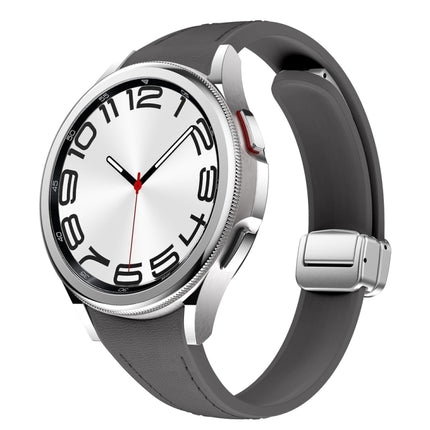 Slim Magnetic Silver Buckle Leather Silicone Watch Band