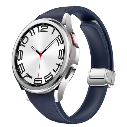 Slim Magnetic Silver Buckle Leather Silicone Watch Band