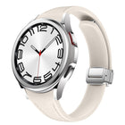 Slim Magnetic Silver Buckle Leather Silicone Watch Band