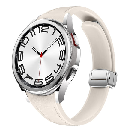 Slim Magnetic Silver Buckle Leather Silicone Watch Band, For Samsung Galaxy Watch 6 - DealBuddy