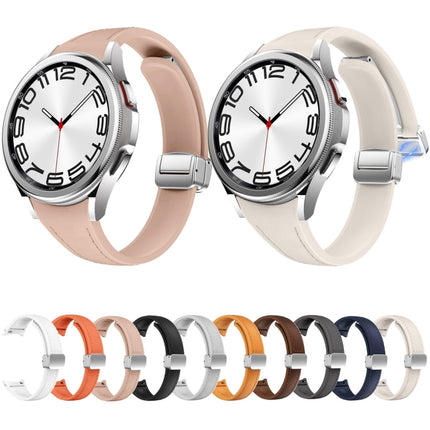 Slim Magnetic Silver Buckle Leather Silicone Watch Band