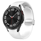 Magnetic Silver Buckle Leather Silicone Watch Band