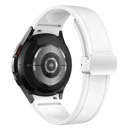 Magnetic Silver Buckle Leather Silicone Watch Band
