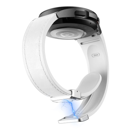 Magnetic Silver Buckle Leather Silicone Watch Band, For Samsung Galaxy Watch 6 - DealBuddy