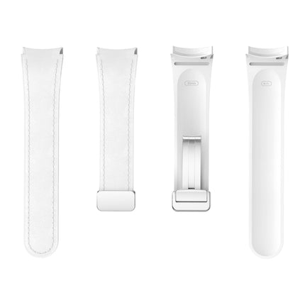 Magnetic Silver Buckle Leather Silicone Watch Band