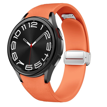 Magnetic Silver Buckle Leather Silicone Watch Band, For Samsung Galaxy Watch 6 - DealBuddy
