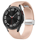 Magnetic Silver Buckle Leather Silicone Watch Band