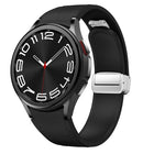 Magnetic Silver Buckle Leather Silicone Watch Band