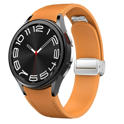 Magnetic Silver Buckle Leather Silicone Watch Band