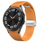 Magnetic Silver Buckle Leather Silicone Watch Band