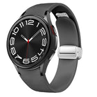 Magnetic Silver Buckle Leather Silicone Watch Band
