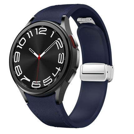 Magnetic Silver Buckle Leather Silicone Watch Band