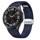 Magnetic Silver Buckle Leather Silicone Watch Band