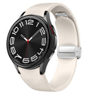 Magnetic Silver Buckle Leather Silicone Watch Band