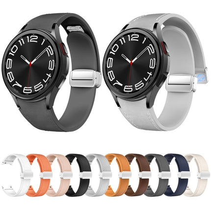 Magnetic Silver Buckle Leather Silicone Watch Band