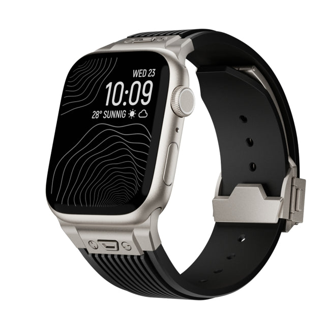 Vertical Texture Titanium Buckle Elastic Silicone Watch Band