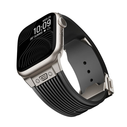 Vertical Texture Titanium Buckle Elastic Silicone Watch Band