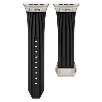 Vertical Texture Titanium Buckle Elastic Silicone Watch Band