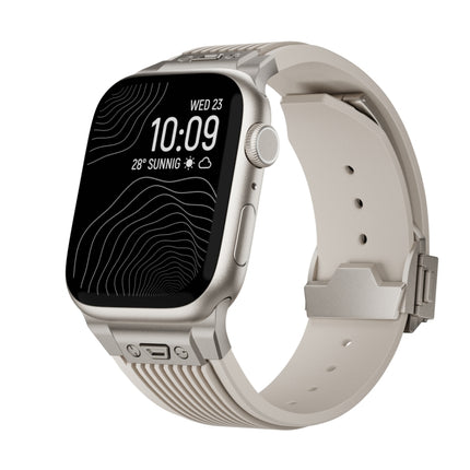 Vertical Texture Titanium Buckle Elastic Silicone Watch Band