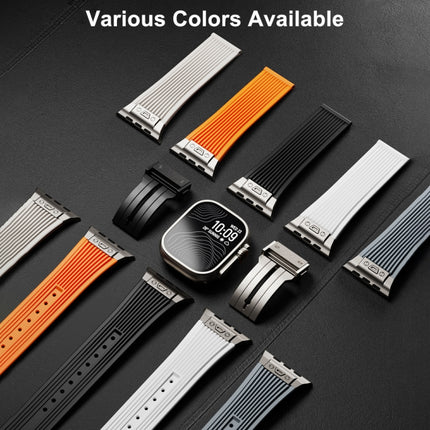 Vertical Texture Titanium Buckle Elastic Silicone Watch Band