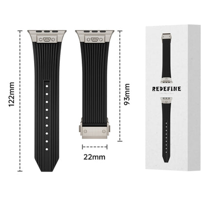 Vertical Texture Titanium Buckle Elastic Silicone Watch Band