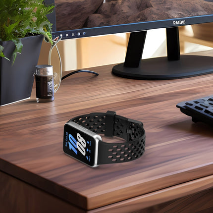 Hole Style Dual Buckle Silicone Watch Band