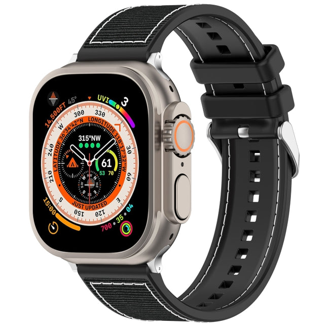 Ordinary Buckle Hybrid Nylon Braid Silicone Watch Band
