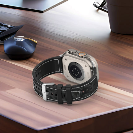 Ordinary Buckle Hybrid Nylon Braid Silicone Watch Band, For Apple Watch 42mm, For Apple Watch 38mm - DealBuddy