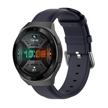 22mm Leather Strap with Round Tail Buckle, For Ticwatch Pro 2020, For Huawei Watch GT2E, For Samsung Galaxy Watch 3 45mm - DealBuddy