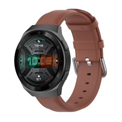 22mm Leather Strap with Round Tail Buckle, For Ticwatch Pro 2020, For Huawei Watch GT2E, For Samsung Galaxy Watch 3 45mm - DealBuddy