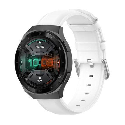 22mm Leather Strap with Round Tail Buckle, For Ticwatch Pro 2020, For Huawei Watch GT2E, For Samsung Galaxy Watch 3 45mm - DealBuddy