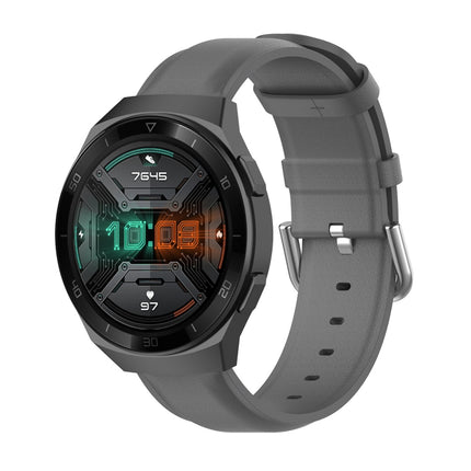 22mm Leather Strap with Round Tail Buckle, For Ticwatch Pro 2020, For Huawei Watch GT2E, For Samsung Galaxy Watch 3 45mm - DealBuddy