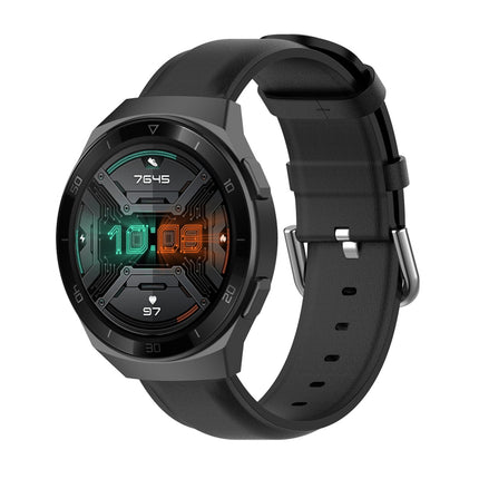 22mm Leather Strap with Round Tail Buckle, For Ticwatch Pro 2020, For Huawei Watch GT2E, For Samsung Galaxy Watch 3 45mm - DealBuddy