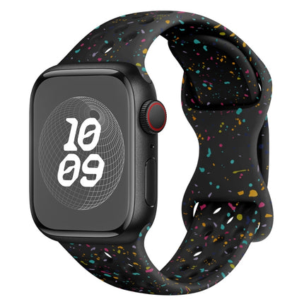 Hole Style Butterfly Buckle Camouflage Silicone Watch Band, For Apple Watch Series 7 41mm, For Apple Watch Series 7 45mm, For Apple Watch SE 40mm, For Apple Watch SE 44mm