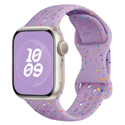 Hole Style Butterfly Buckle Camouflage Silicone Watch Band, For Apple Watch Series 7 41mm, For Apple Watch Series 7 45mm, For Apple Watch SE 40mm, For Apple Watch SE 44mm