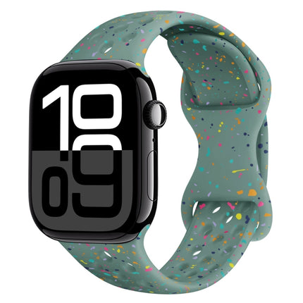 Hole Style Butterfly Buckle Camouflage Silicone Watch Band, For Apple Watch Series 10 46mm, For Apple Watch Series 10 42mm, For Apple Watch SE 2023 44mm, For Apple Watch SE 2023 40mm