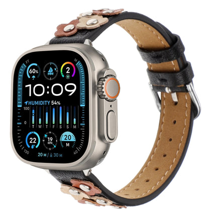 Stitched Flower Leather Watch Band, For Apple Watch SE 2023 44mm, For Apple Watch SE 2023 40mm, For Apple Watch Ultra 2 49mm, For Apple Watch Series 9 45mm, For Apple Watch Series 9 41mm, For Apple Watch Ultra 49mm, For Apple Watch Series 8 41mm       ...