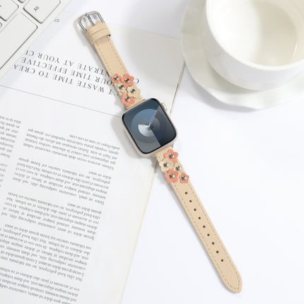 Stitched Flower Leather Watch Band