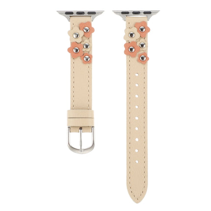 Stitched Flower Leather Watch Band