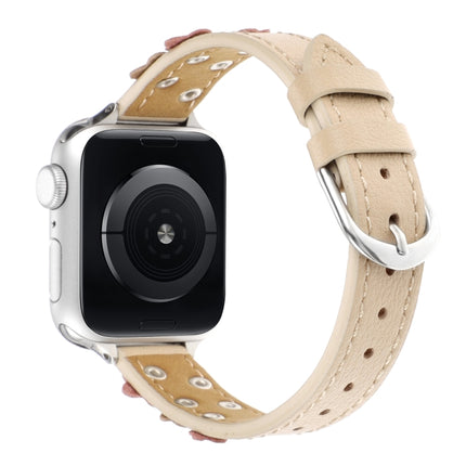 Stitched Flower Leather Watch Band, For Apple Watch Series 5 44mm, For Apple Watch Series 5 40mm, For Apple Watch Series 4 44mm, For Apple Watch Series 4 40mm, For Apple Watch Series 3 38mm, For Apple Watch Series 3 42mm, For Apple Watch Series 2 42mm ... - DealBuddy