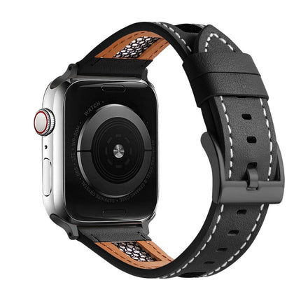 Mesh Calfskin Genuine Leather Watch Band, For Apple Watch 42mm, For Apple Watch 38mm - DealBuddy