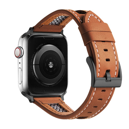 Mesh Calfskin Genuine Leather Watch Band, For Apple Watch 42mm, For Apple Watch 38mm - DealBuddy