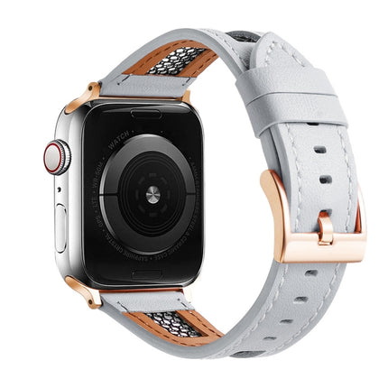 Mesh Calfskin Genuine Leather Watch Band, For Apple Watch 42mm, For Apple Watch 38mm - DealBuddy