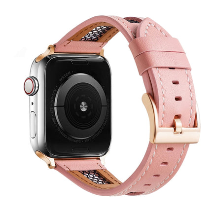 Mesh Calfskin Genuine Leather Watch Band, For Apple Watch 42mm, For Apple Watch 38mm - DealBuddy