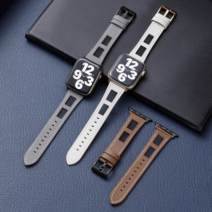 Mesh Calfskin Genuine Leather Watch Band, For Apple Watch 42mm, For Apple Watch 38mm - DealBuddy