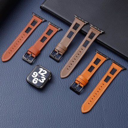 Mesh Calfskin Genuine Leather Watch Band, For Apple Watch 42mm, For Apple Watch 38mm - DealBuddy