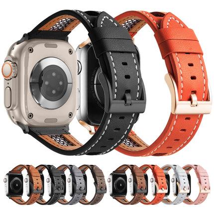 Mesh Calfskin Genuine Leather Watch Band, For Apple Watch Series 8 41mm, For Apple Watch Series 8 45mm, For Apple Watch SE 2022 40mm, For Apple Watch SE 2022 44mm, For Apple Watch Series 7 41mm, For Apple Watch Series 7 45mm - DealBuddy